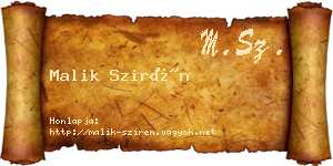 Malik Szirén névjegykártya